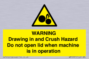 Warning Drawing in and Crush Hazard